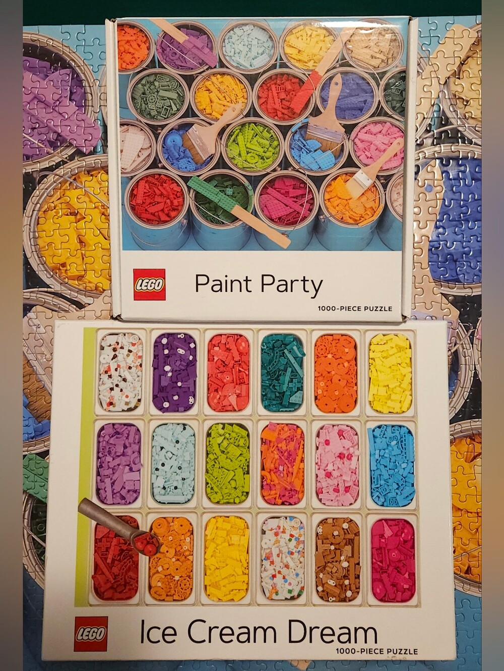 Set Of 2 1000 Piece Lego Puzzles! Ice Cream Dream & Paint Party WOW!!